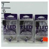 3 LED Flex Neck reading lights in original boxes.
