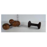 Vintage dumbbell weights: 2 wooden 1lb. SPALDING