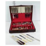 Flatware chest with Silver tulip set plus a few