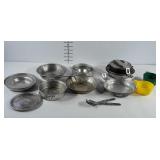 Aluminum camping cookware plus a few extras.