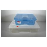 Two underbed size storage totes