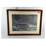 Winslow Homer print "Hound and Hunter", framed