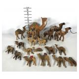 Camels, wooden and leather in various sizes
