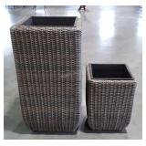 Pair of Outdoor Planters, all weather wicker