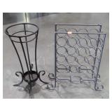Two pc Iron Home Goods lot. Wine bottle rack No