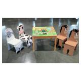 Toddler table and chair set in barnyard theme.