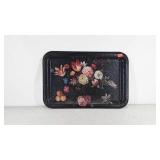 Floral painted toleware decorative tray, 23.5" ×