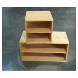 Two wooden storage cubbies.
