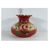 Handpainted milk glass lamp globe. Bottom rim