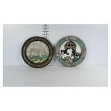 2 farmhouse garden art / wall hangings with pig