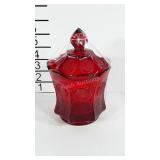 Ruby Red candy dish with coin design.