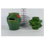 2 pottery strawberry pots.