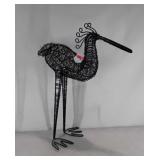 Large wire bird statue, 26" tall, 21" long.