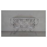 Painted metal, decorative wire shelf with coat