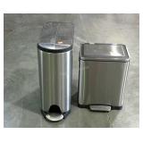 Two stainless finish trash receptacles  with