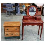 Two pi3ces. Two drawer night stand and small