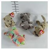 4 TY Beanie Babies with tags.