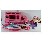 Barbie camper, jeep and boat pkus a few
