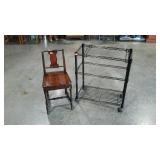 Two pieces. Rolling wire rack for hanging files