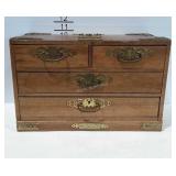 Wood 4-drawer jewelry box with brass