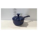 Plow and Hearth 6" cast iron pot, blue finish,