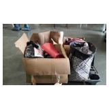 Group of: fish tank and accessories, backpacks,