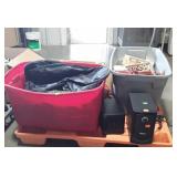 Skid lot of Christmas decorations, notebook