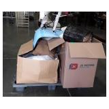 Skid lot of decor pillows,  baskets, , blankets,