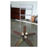 52" ceiling fan and tubular steel bathroom shelf.