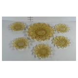 Amber glass plate with 5 smaller matching plates.