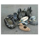 Plastic swan and duck decoys