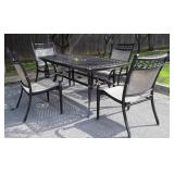 5 piece metal patio table and chair set, freshly
