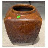 Ceramic planter, brown glazing