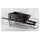 Small wooden gardening wheelbarrow, decorative