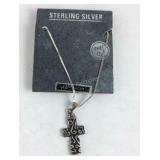 Sterling silver cross necklace 18in chain