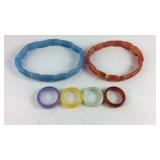 Jade/stone bracelets and rings sizes 8, 7,7, 8