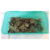 Plastic box containing dug relics