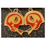 12 Pairs of Washington Redskins Earrings, pierced