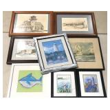 Beach themed wall art, eight framed prints and
