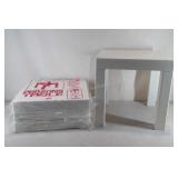 Four poly parsons tables, 16" × 16" × 16".