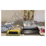 Group lot; 3 aprons, mitt, citronella candles,