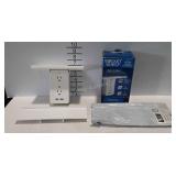 Two socket shelves with surge protection. Each