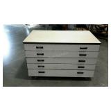 Five drawer work cabinet. Large format, shallow