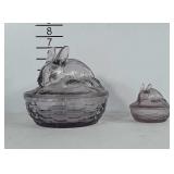Purple glass Longaberger Easter bowls with bunny