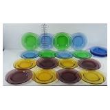 Colored glass salad or dessert plates. Colors
