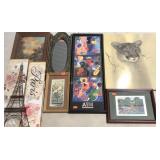 Wall art group, seven prints, plaques and a