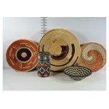 Colorful woven baskets group.