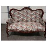 Rosewood carved settee. Floral carvings. 56"