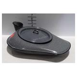 Enamel bedpan with lid. 15" long.