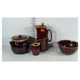 Brown glaze OVEN PROOF USA pottery pieces: